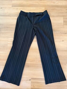Tribal Black Pinstripe Dress Pants with Blue Stripes